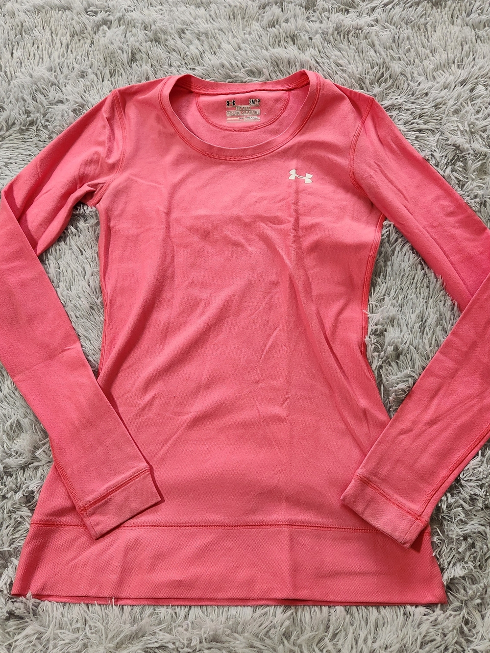 Under Armour Salmon Pink Fitted AllSeasonGear Long Sleeve Crewneck Shirt